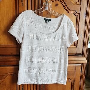 Ralph Lauren Cream Textured Short Sleeve Top